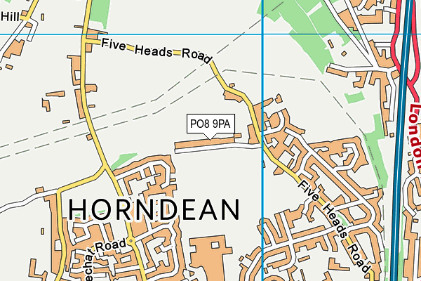 PO8 9PA map - OS VectorMap District (Ordnance Survey)