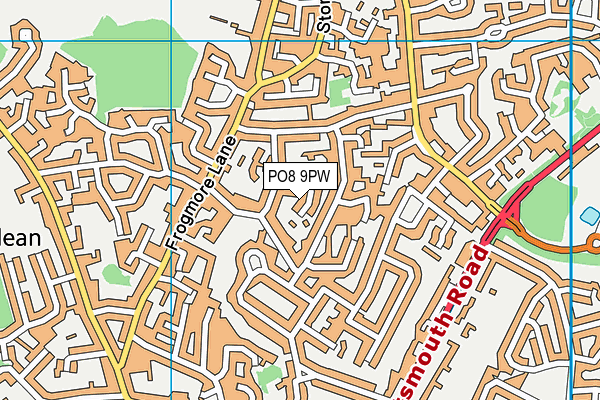 PO8 9PW map - OS VectorMap District (Ordnance Survey)