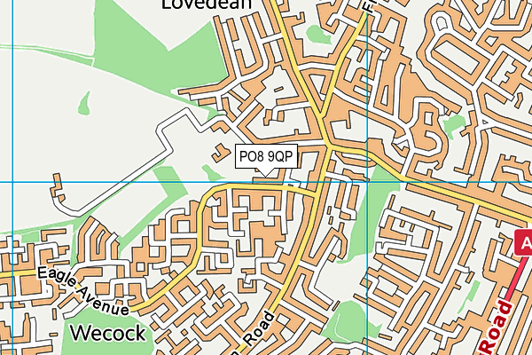 PO8 9QP map - OS VectorMap District (Ordnance Survey)