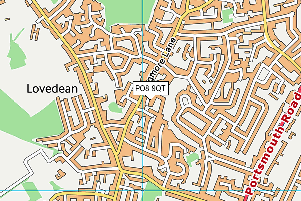 PO8 9QT map - OS VectorMap District (Ordnance Survey)