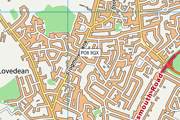 PO8 9QX map - OS VectorMap District (Ordnance Survey)
