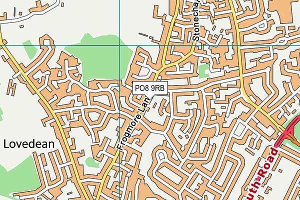 PO8 9RB map - OS VectorMap District (Ordnance Survey)