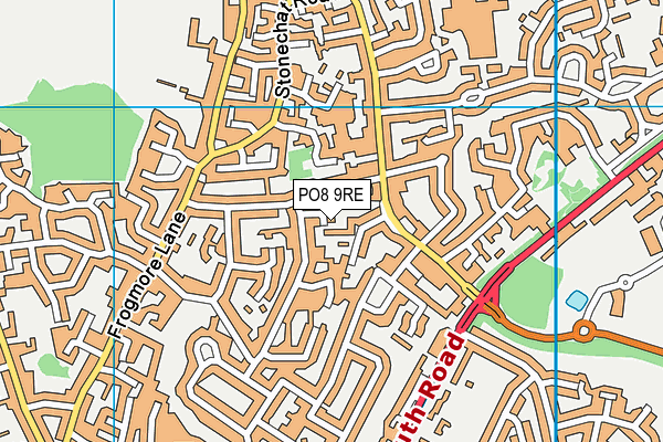 PO8 9RE map - OS VectorMap District (Ordnance Survey)