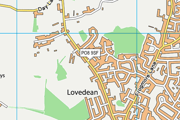 Lovedean Village Hall map (PO8 9SF) - OS VectorMap District (Ordnance Survey)