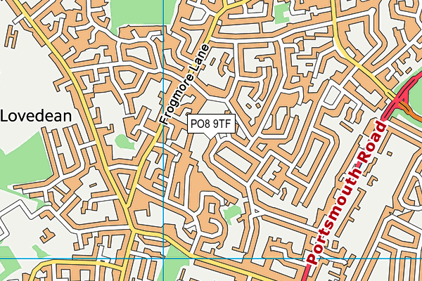PO8 9TF map - OS VectorMap District (Ordnance Survey)