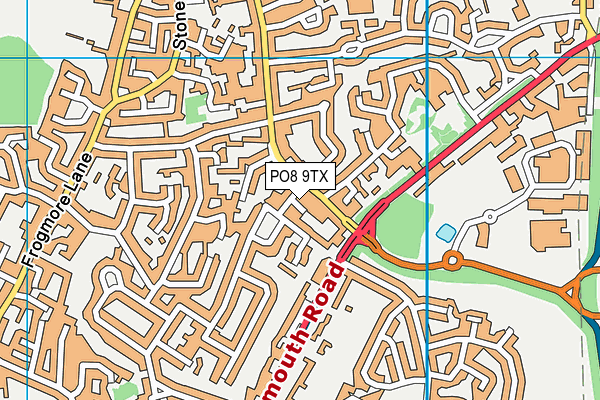 PO8 9TX map - OS VectorMap District (Ordnance Survey)