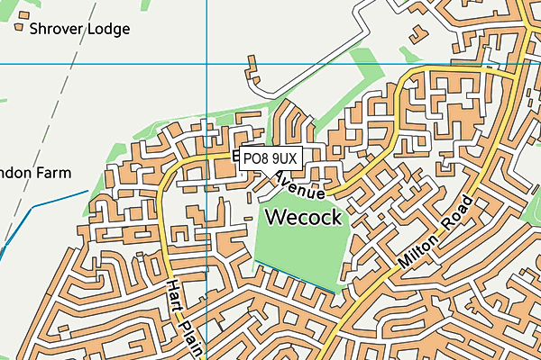 PO8 9UX map - OS VectorMap District (Ordnance Survey)