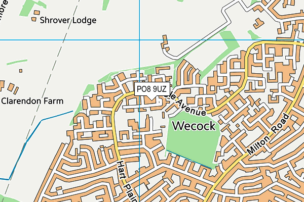 PO8 9UZ map - OS VectorMap District (Ordnance Survey)