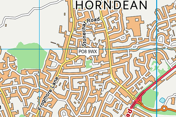 PO8 9WX map - OS VectorMap District (Ordnance Survey)