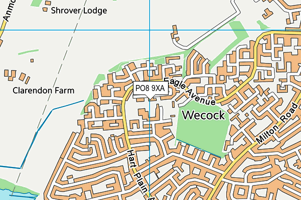 PO8 9XA map - OS VectorMap District (Ordnance Survey)