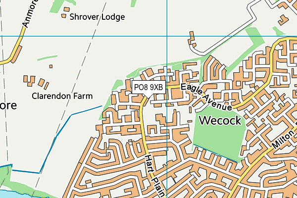 PO8 9XB map - OS VectorMap District (Ordnance Survey)