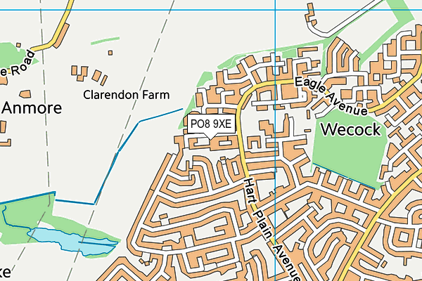 PO8 9XE map - OS VectorMap District (Ordnance Survey)