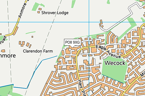PO8 9XG map - OS VectorMap District (Ordnance Survey)