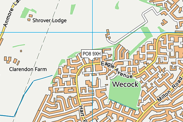 PO8 9XH map - OS VectorMap District (Ordnance Survey)