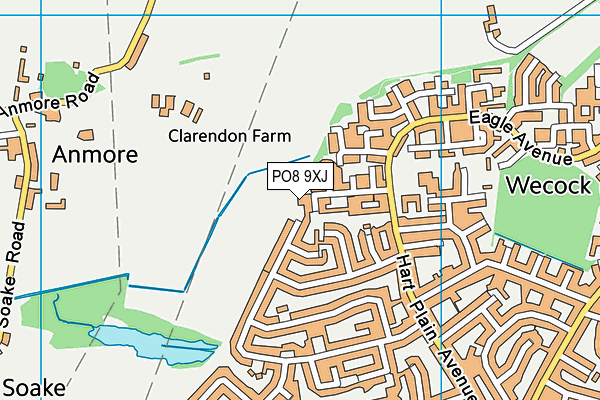 PO8 9XJ map - OS VectorMap District (Ordnance Survey)