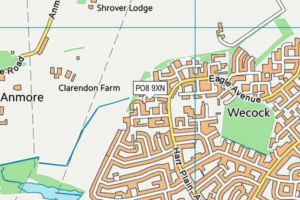 PO8 9XN map - OS VectorMap District (Ordnance Survey)