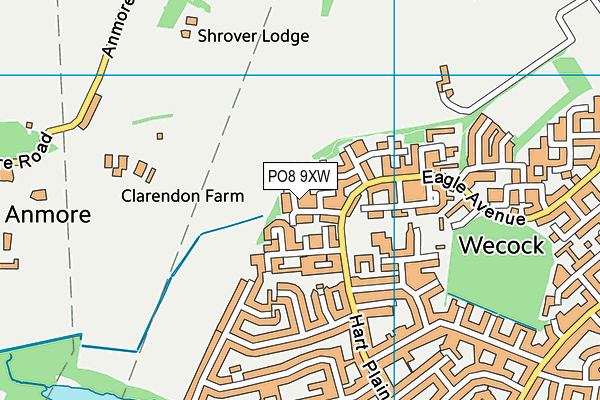 PO8 9XW map - OS VectorMap District (Ordnance Survey)