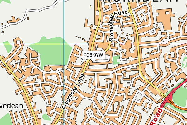 PO8 9YW map - OS VectorMap District (Ordnance Survey)