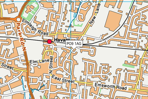 PO9 1AG map - OS VectorMap District (Ordnance Survey)