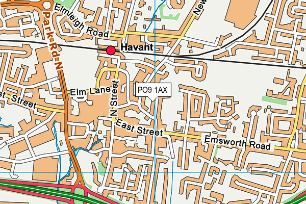 PO9 1AX map - OS VectorMap District (Ordnance Survey)