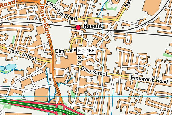 PO9 1BE map - OS VectorMap District (Ordnance Survey)
