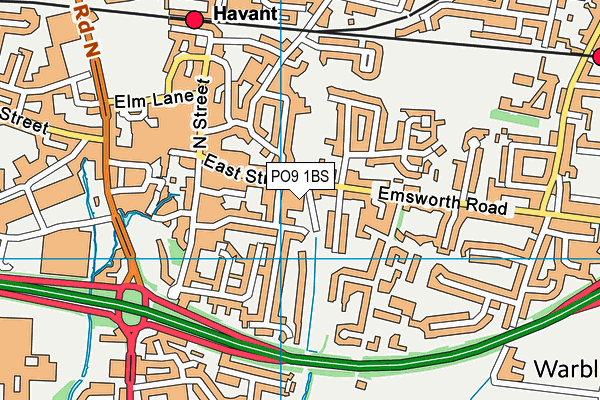 PO9 1BS map - OS VectorMap District (Ordnance Survey)