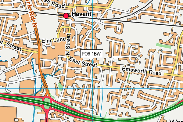 PO9 1BW map - OS VectorMap District (Ordnance Survey)