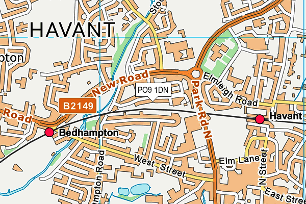 PO9 1DN map - OS VectorMap District (Ordnance Survey)