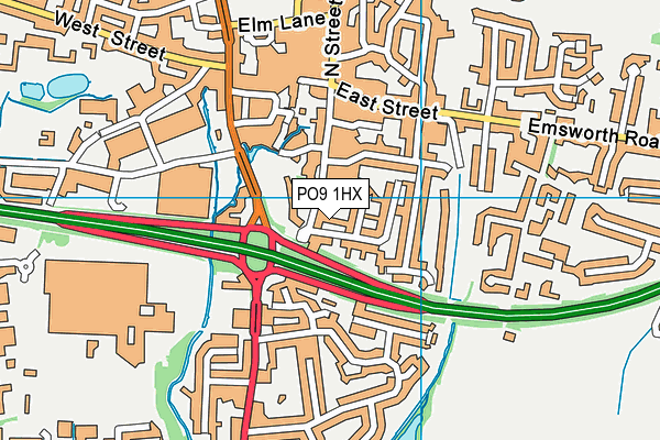 PO9 1HX map - OS VectorMap District (Ordnance Survey)