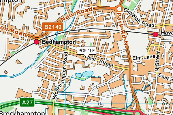 PO9 1LF map - OS VectorMap District (Ordnance Survey)