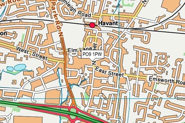 PO9 1PW map - OS VectorMap District (Ordnance Survey)