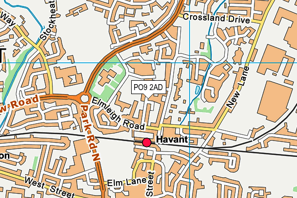 PO9 2AD map - OS VectorMap District (Ordnance Survey)