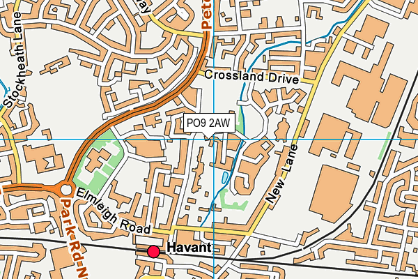 PO9 2AW map - OS VectorMap District (Ordnance Survey)