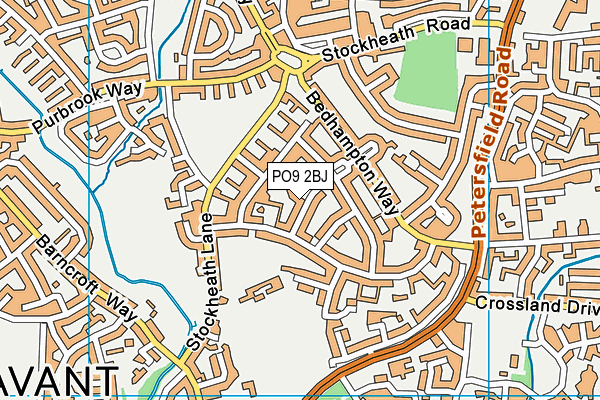 PO9 2BJ map - OS VectorMap District (Ordnance Survey)