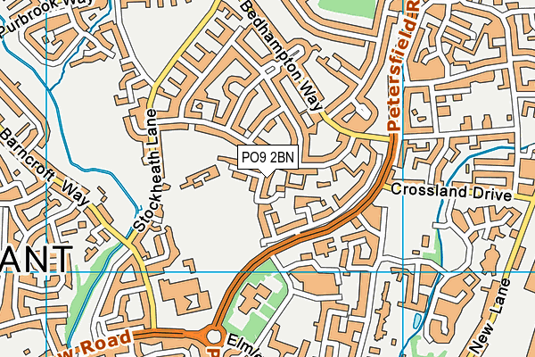 PO9 2BN map - OS VectorMap District (Ordnance Survey)