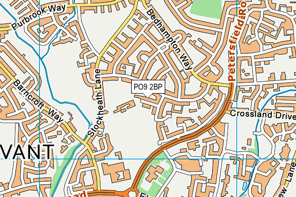 PO9 2BP map - OS VectorMap District (Ordnance Survey)