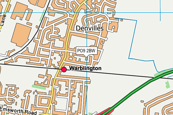 PO9 2BW map - OS VectorMap District (Ordnance Survey)