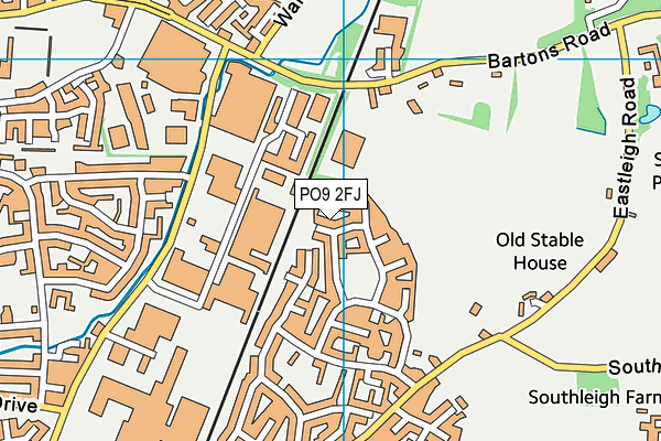 PO9 2FJ map - OS VectorMap District (Ordnance Survey)