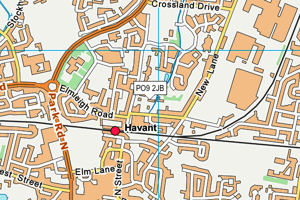 PO9 2JB map - OS VectorMap District (Ordnance Survey)