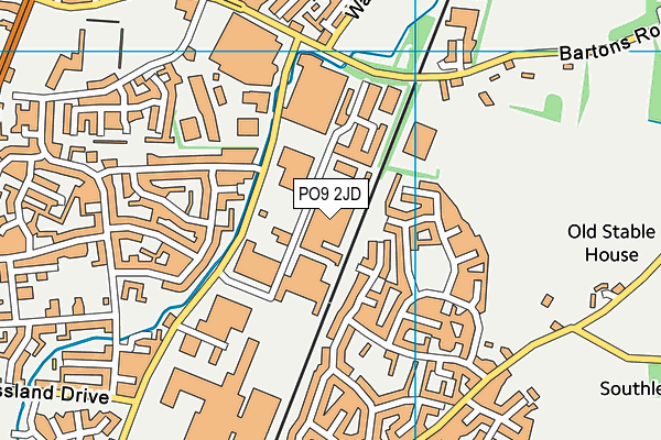 PO9 2JD map - OS VectorMap District (Ordnance Survey)