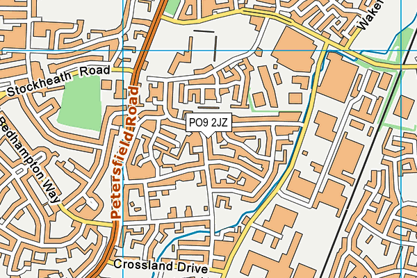 PO9 2JZ map - OS VectorMap District (Ordnance Survey)