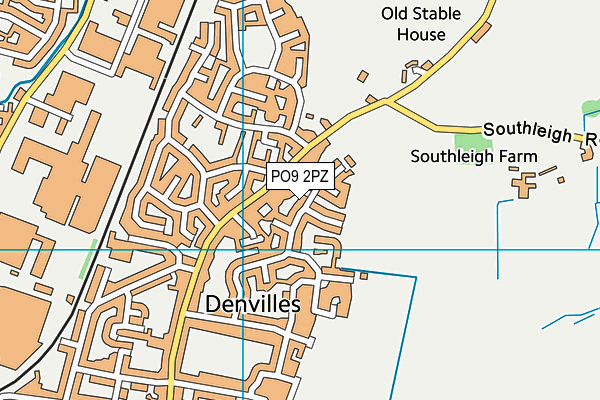 PO9 2PZ map - OS VectorMap District (Ordnance Survey)