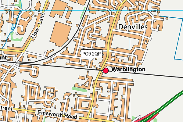 PO9 2QP map - OS VectorMap District (Ordnance Survey)