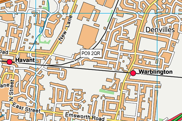 PO9 2QR map - OS VectorMap District (Ordnance Survey)