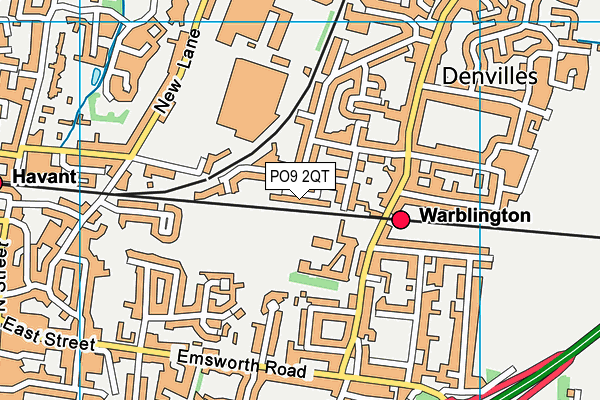 PO9 2QT map - OS VectorMap District (Ordnance Survey)