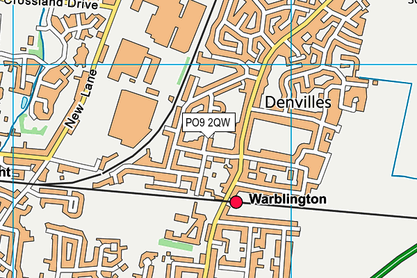 PO9 2QW map - OS VectorMap District (Ordnance Survey)