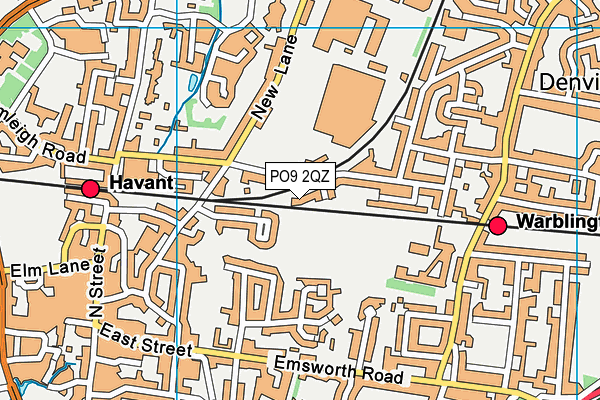 PO9 2QZ map - OS VectorMap District (Ordnance Survey)