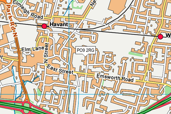 PO9 2RG map - OS VectorMap District (Ordnance Survey)