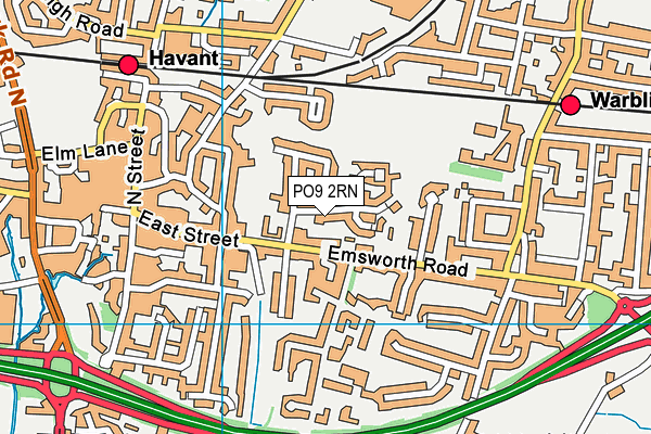 PO9 2RN map - OS VectorMap District (Ordnance Survey)