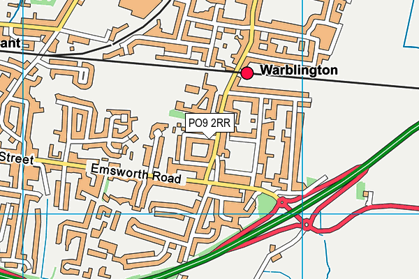 Warblington School map (PO9 2RR) - OS VectorMap District (Ordnance Survey)